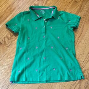 Lilly Pulitzer chic fit palm tree embroidered s/s green polo shirt size M